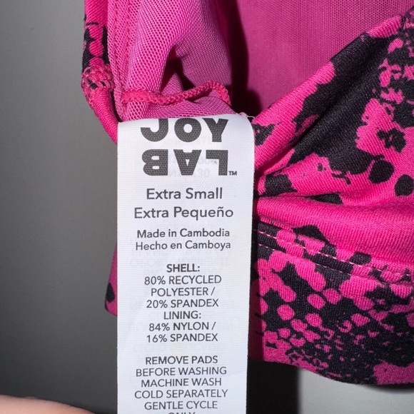 JoyLab Pink and Black Strappy Sports Bra - Picture 3 of 3